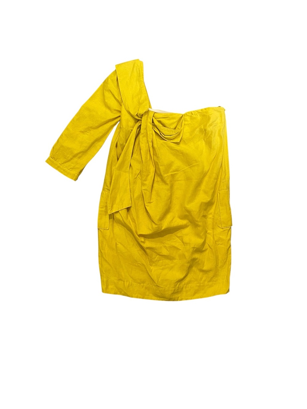 See By Chloe One-Shoulder Yellow Tie-Detail Dress